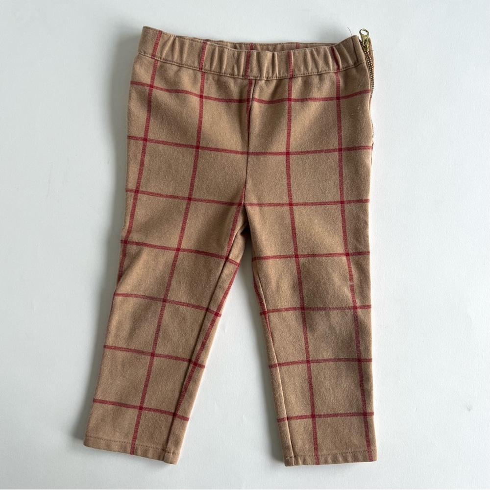 Baby Gap size 24month tan and red windowpane check ankle length leggings